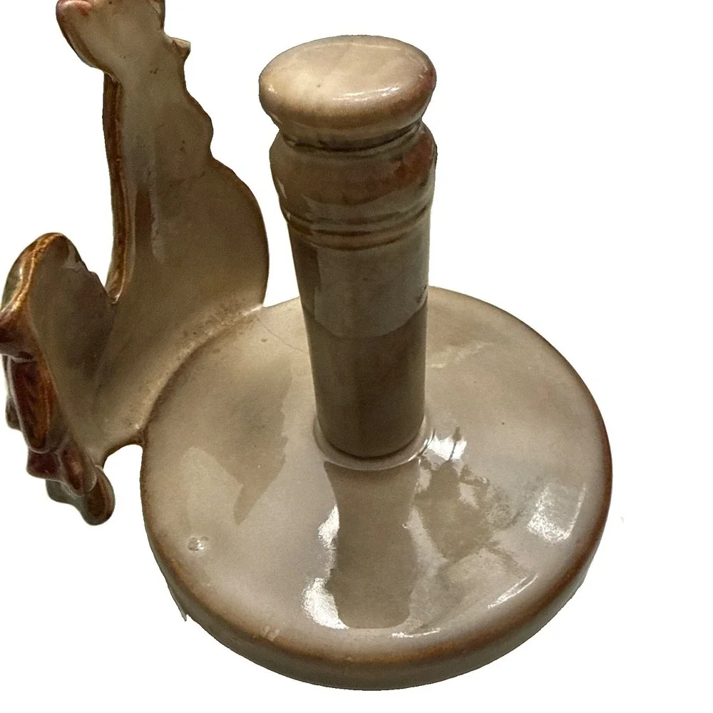 Vintage Rooster Ceramic Paper Towel Holder Green Red Blue Farmhouse